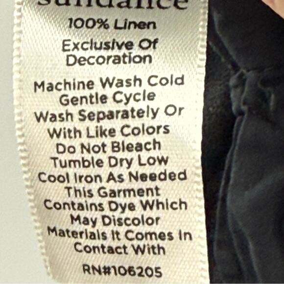 Sundance Black Coastal Cove Buttons Pockets Wide Leg Linen Sailor Pants Size 8 - Picture 12 of 12